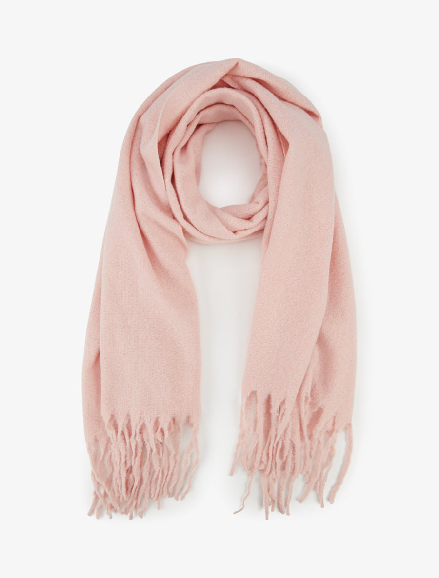 Echarpe uni à franges - Rose - 1
