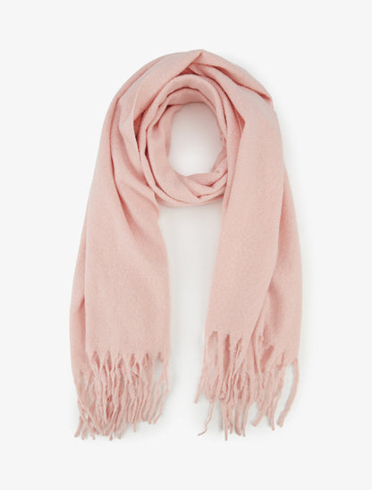 Echarpe uni à franges - Rose - 1