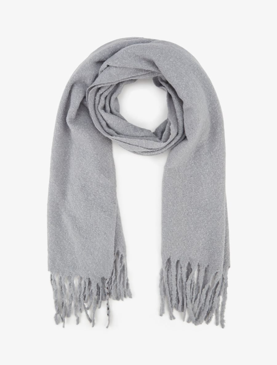 Echarpe uni à franges - Gris clair - 1
