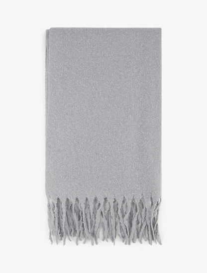 Echarpe uni à franges - Gris clair - 2