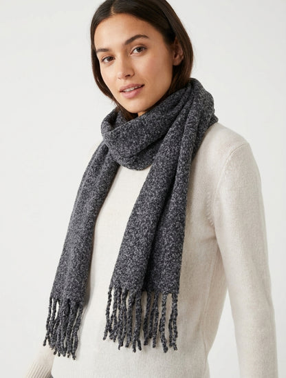 Sciarpa unita con frange - Grigio scuro