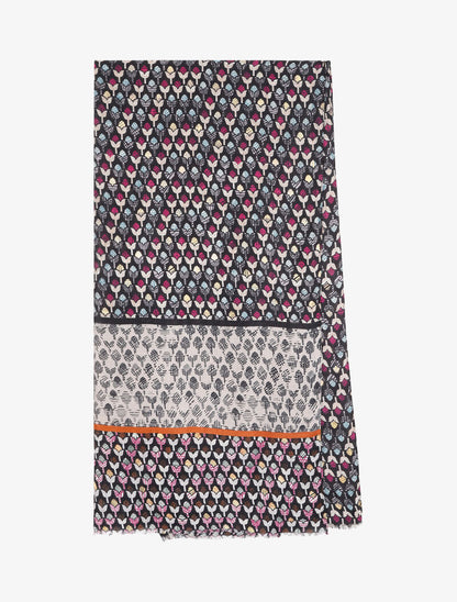 Foulard à imprimé tulipes graphiques irisées - Noir - 2