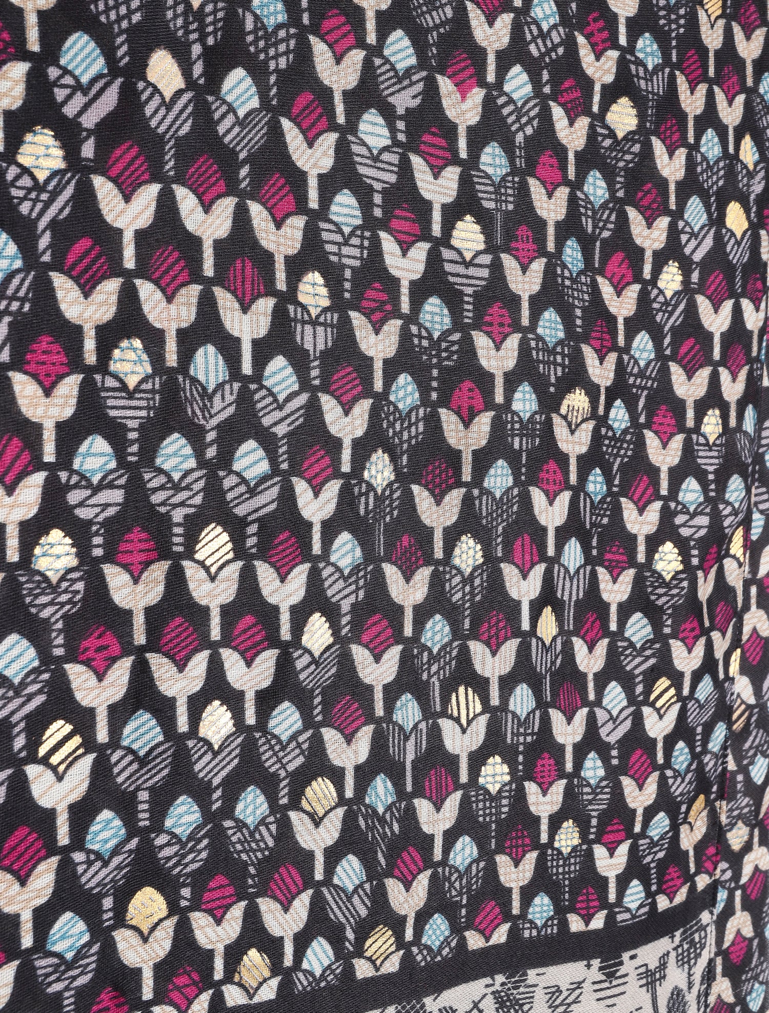 Foulard à imprimé tulipes graphiques irisées - Noir - 3