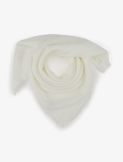 Foulard uni à bords effilochés - Blanc - 1