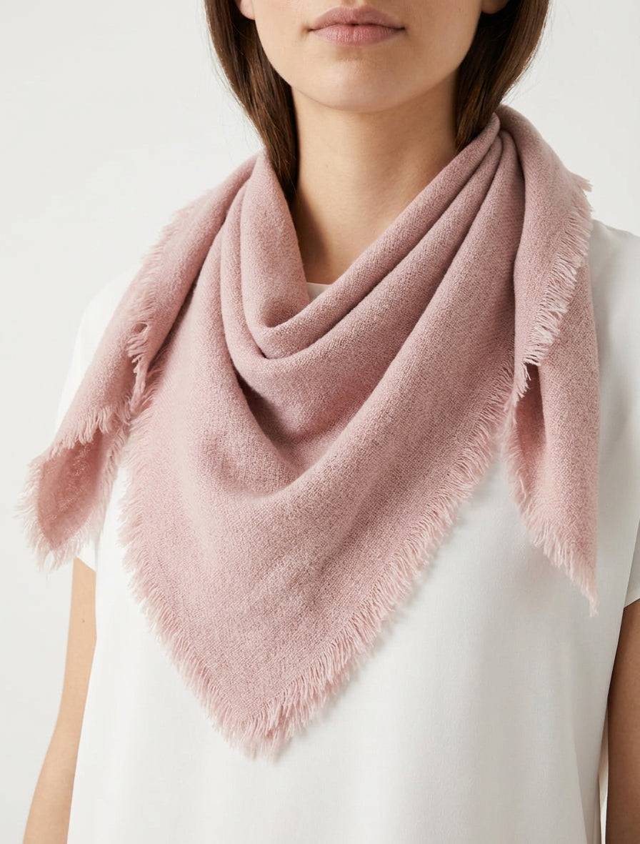 Sciarpa unita con bordi sfrangiati - Rosa