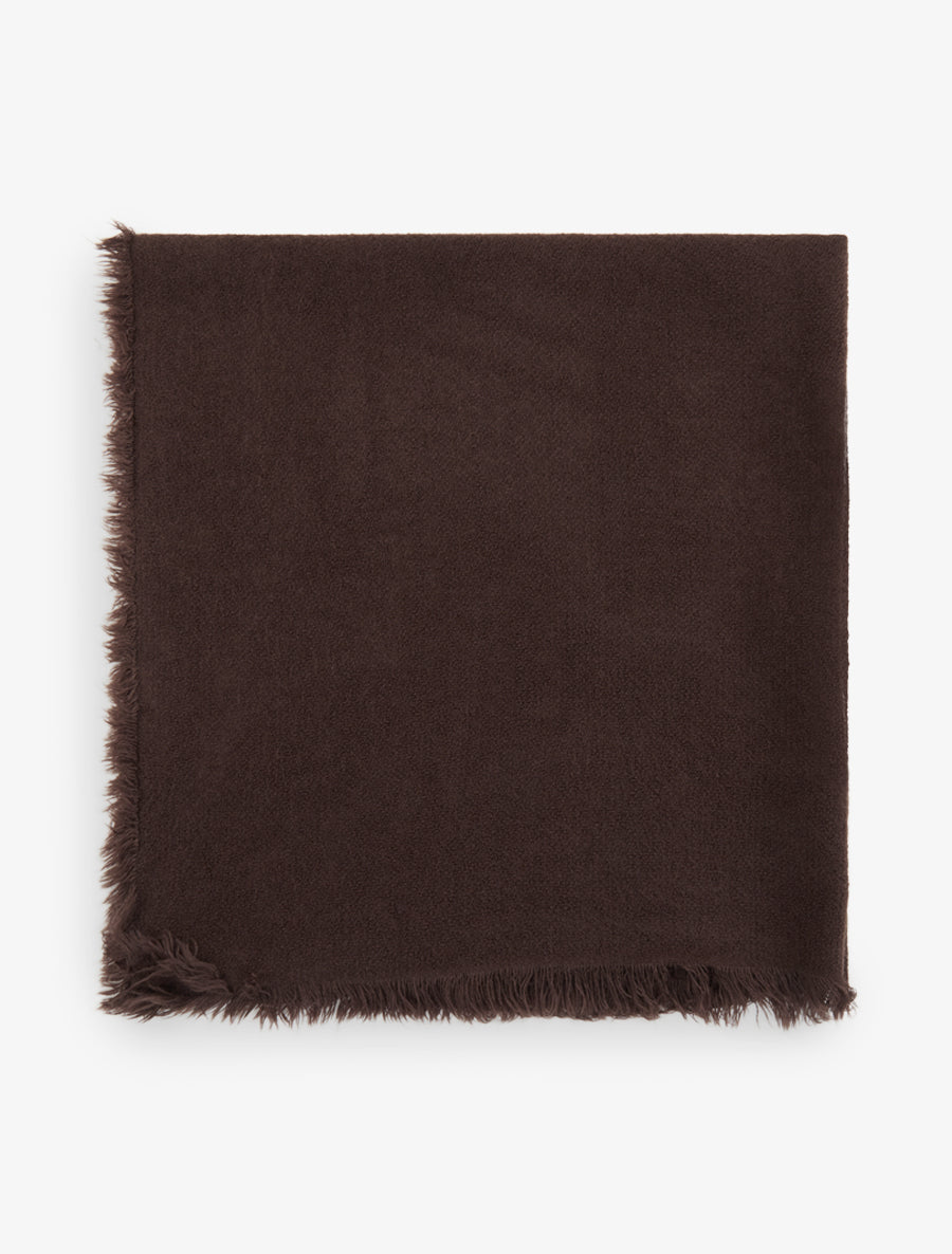 Foulard uni à bords effilochés - Marron - 2