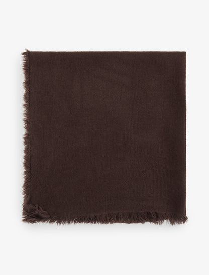 Foulard uni à bords effilochés - Marron - 2