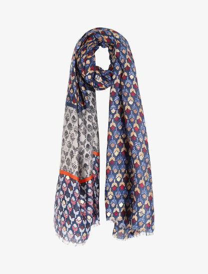 Foulard à imprimé tulipes graphiques irisées - Bleu - 4