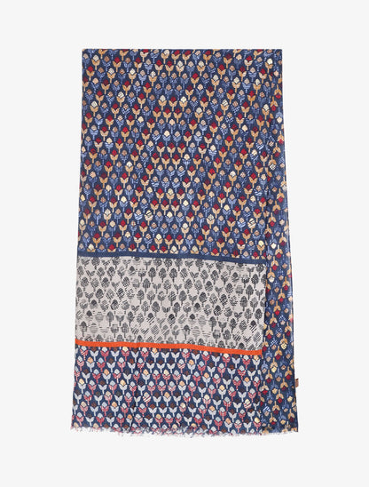 Foulard à imprimé tulipes graphiques irisées - Bleu - 2