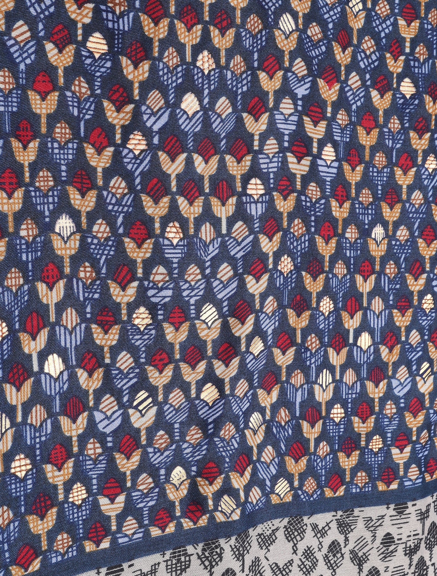 Foulard à imprimé tulipes graphiques irisées - Bleu - 3