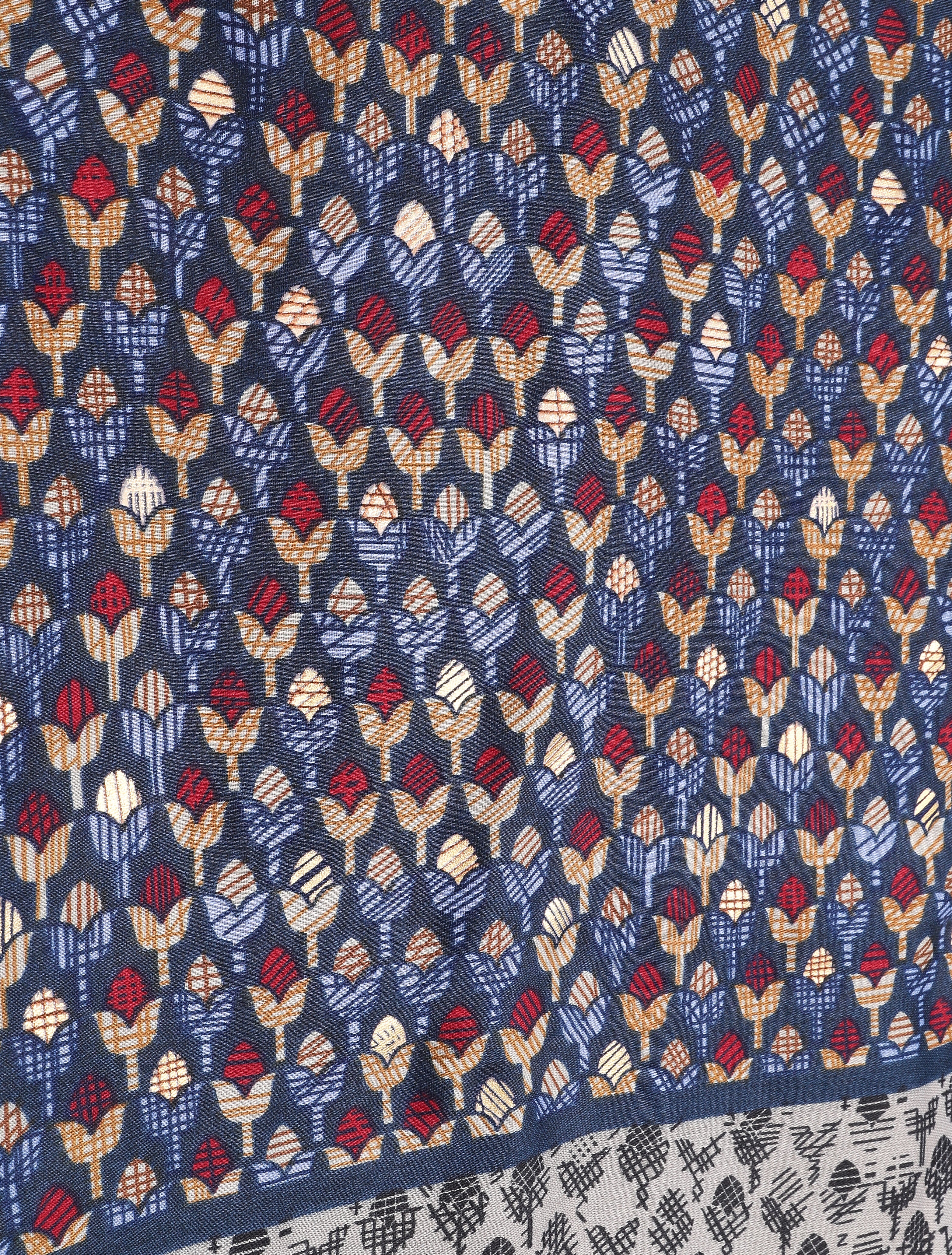 Foulard à imprimé tulipes graphiques irisées - Bleu - 3
