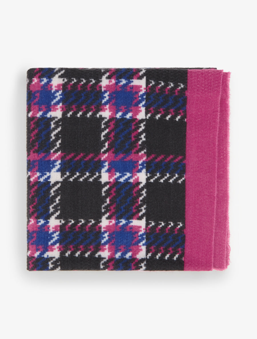 Foulard imprimé carreaux à bords effilochés - Fushia - 2