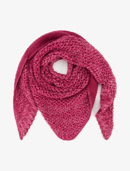 Châle triangulaire en maille bouclée - Fushia - 1