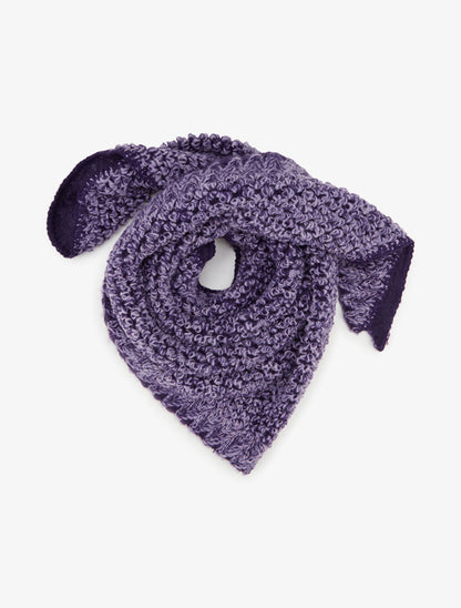 Châle triangulaire en maille bouclée - Violet - 1