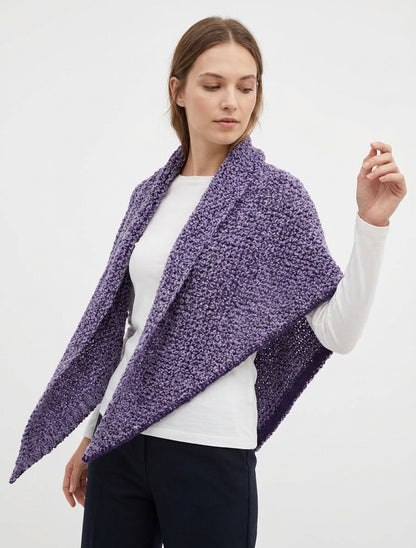 Scialle triangolare in maglia bouclé - Viola