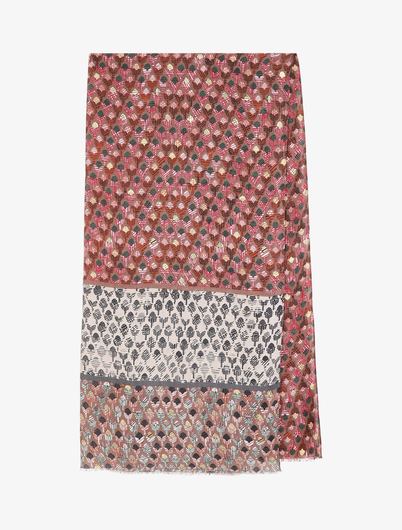 Foulard à imprimé tulipes graphiques irisées - Taupe - 2