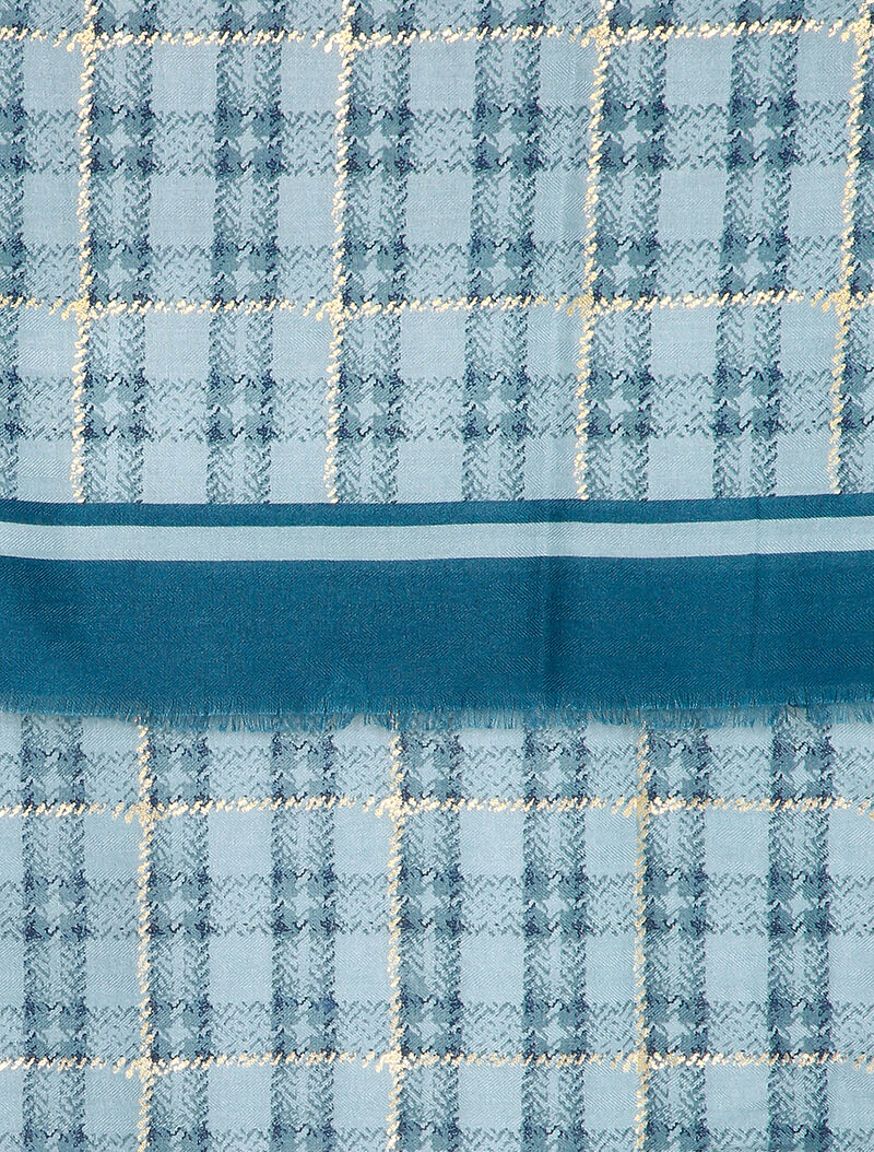Foulard à carreaux et détails lamés - Bleu - 2