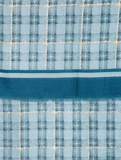 Foulard à carreaux et détails lamés - Bleu - 2
