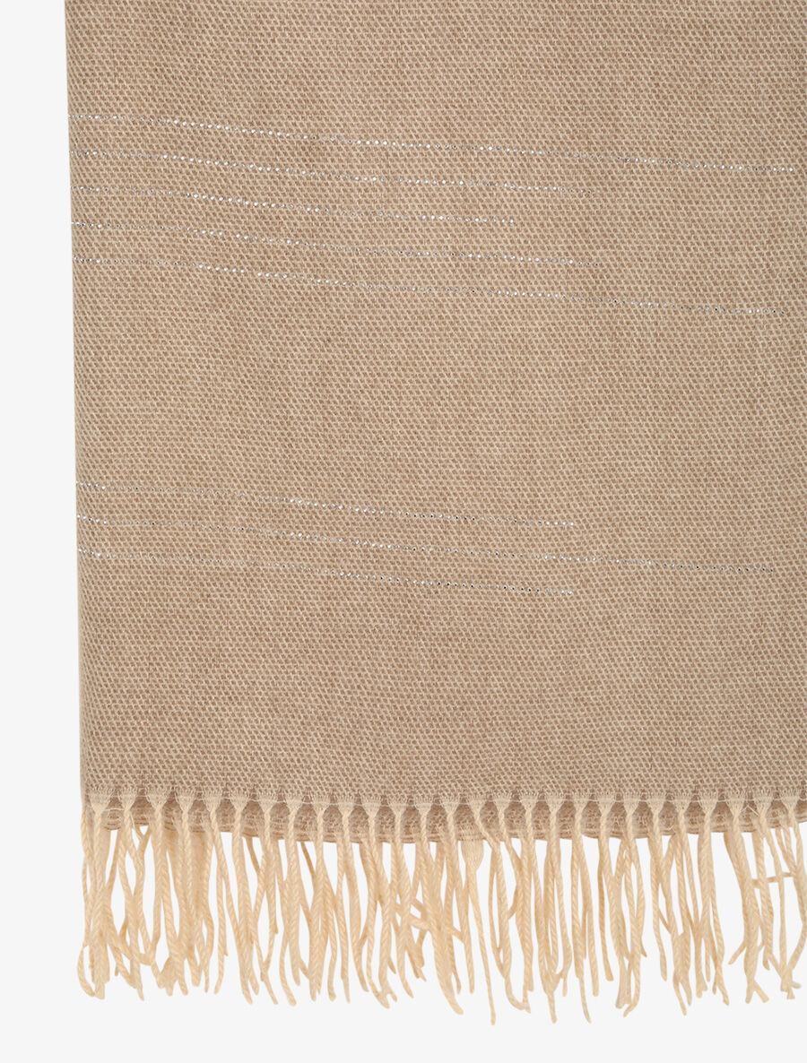 Echarpe en laine mélangée à détail strass - Beige - 3