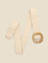 Ceinture style raphia à boucle carrée - Beige - 2