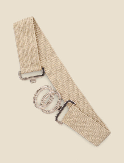 Ceinture style raphia à boucle stylisée à crochet - Taupe - 1