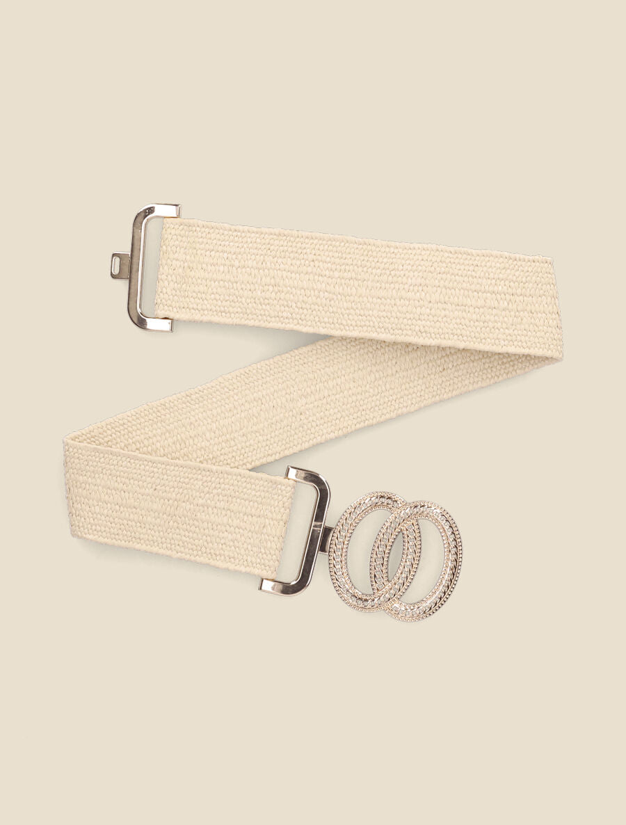 Ceinture style raphia à boucle stylisée à crochet - Beige - 2