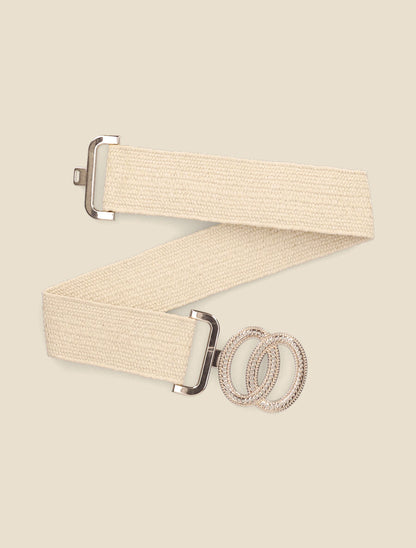 Ceinture style raphia à boucle stylisée à crochet - Beige - 2