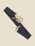 Ceinture style raphia à boucle stylisée à crochet - Noir - 1