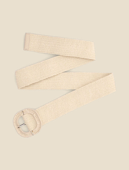 Ceinture style raphia à boucle à ardillon - Beige - 2