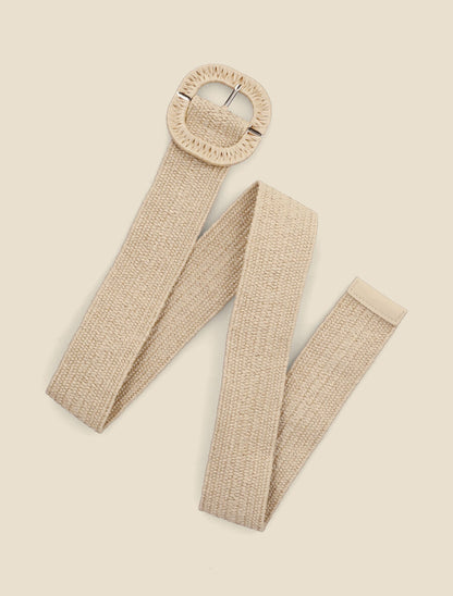 Ceinture style raphia à boucle à ardillon - Taupe - 2