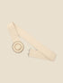 Ceinture style raphia à boucle ronde plate - Beige - 2