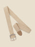 Ceinture style raphia à boucle carrée dorée - Taupe - 2