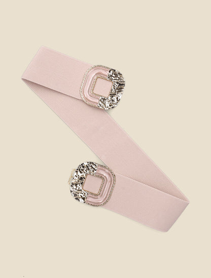 Ceinture à boucle martelée et laquée - Rose - 1