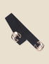 Ceinture élastiquée à boucle en croix stylisée - Noir - 2