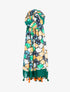 Foulard à imprimé feuilles en écailles et bords à pompons - Vert - 3