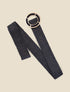 Ceinture en raphia à boucle ronde effet laqué - Noir - 1