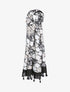 Foulard à imprimé feuilles en écailles et bords à pompons - Noir - 1