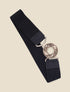 Ceinture élastiquée à boucle ronde graphique - Noir/or - 2