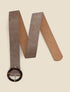 Ceinture python à boucle ronde style écailles - Taupe - 1