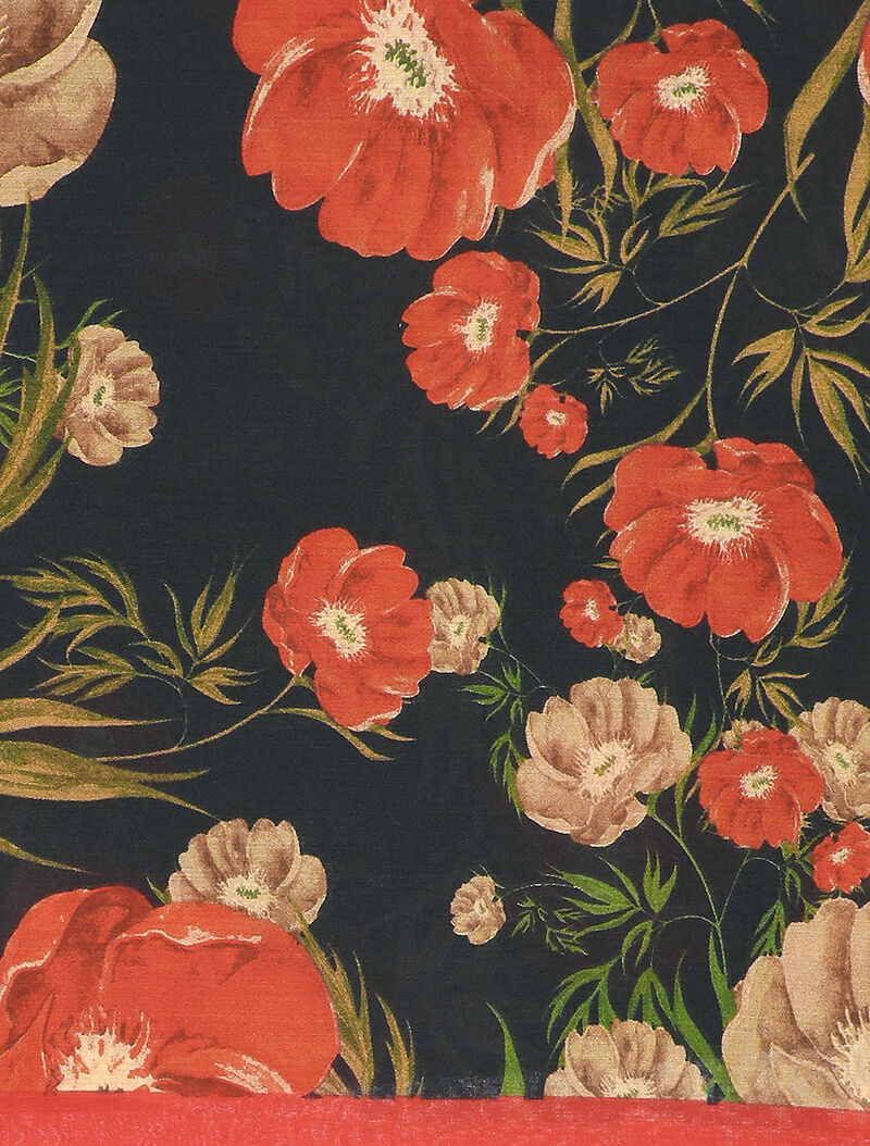 Foulard à imprimé coquelicot - Noir - 2