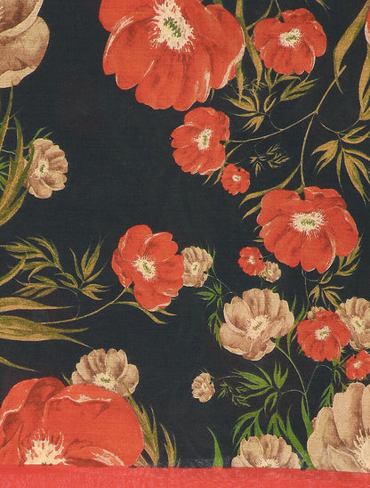 Foulard à imprimé coquelicot - Noir - 2