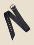 Ceinture en simili à boucle ronde en chaîne - Noir/or - 2