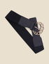 Ceinture élastiquée à boucle style chaîne - Noir - 1