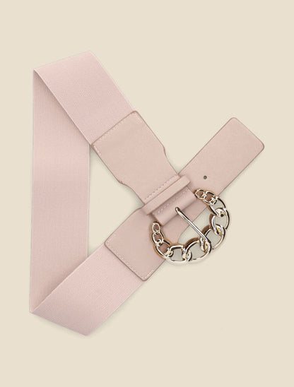 Ceinture élastiquée à boucle style chaîne - Rose - 2