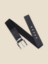 Ceinture bi-matière à boucle carrée métallique - Noir/argent - 2