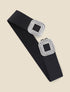 Ceinture à boucle carrée ornée de strass - Noir/argent - 2