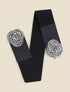 Ceinture à boucle style anneaux entrelacés - Noir/argent - 2