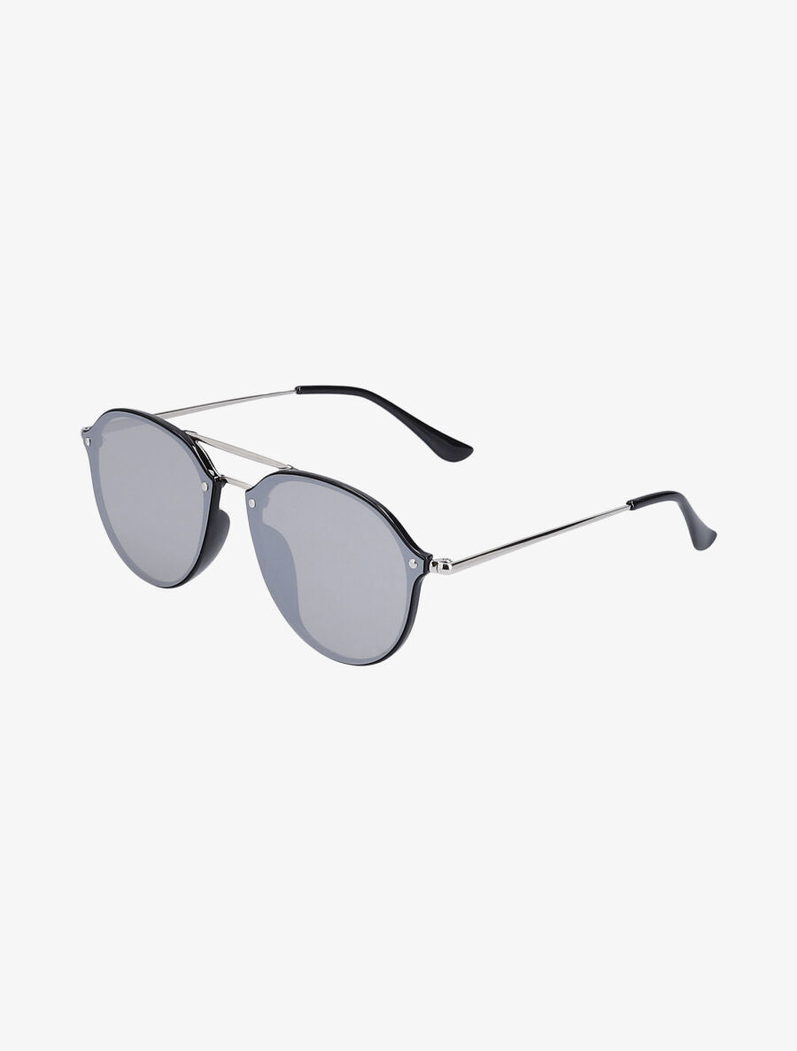 Lunettes clubmaster à double ponts - Noir/argent - 2