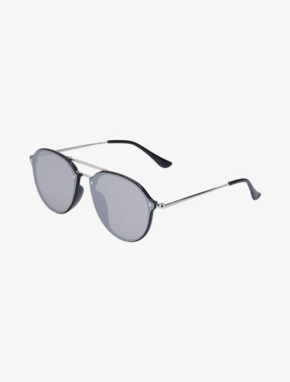 Lunettes clubmaster à double ponts - Noir/argent - 2