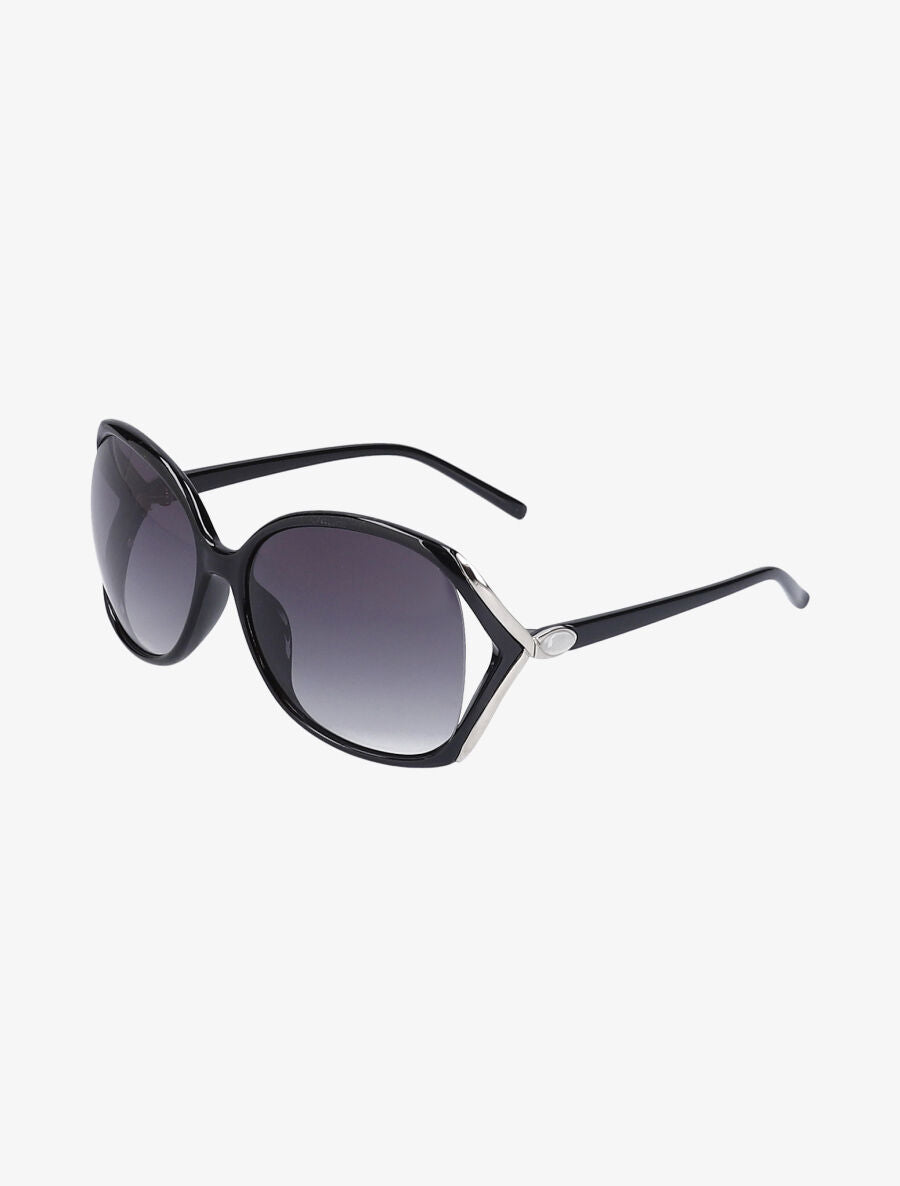 Lunettes ovales oversize à charnières stylisées - Noir - 2